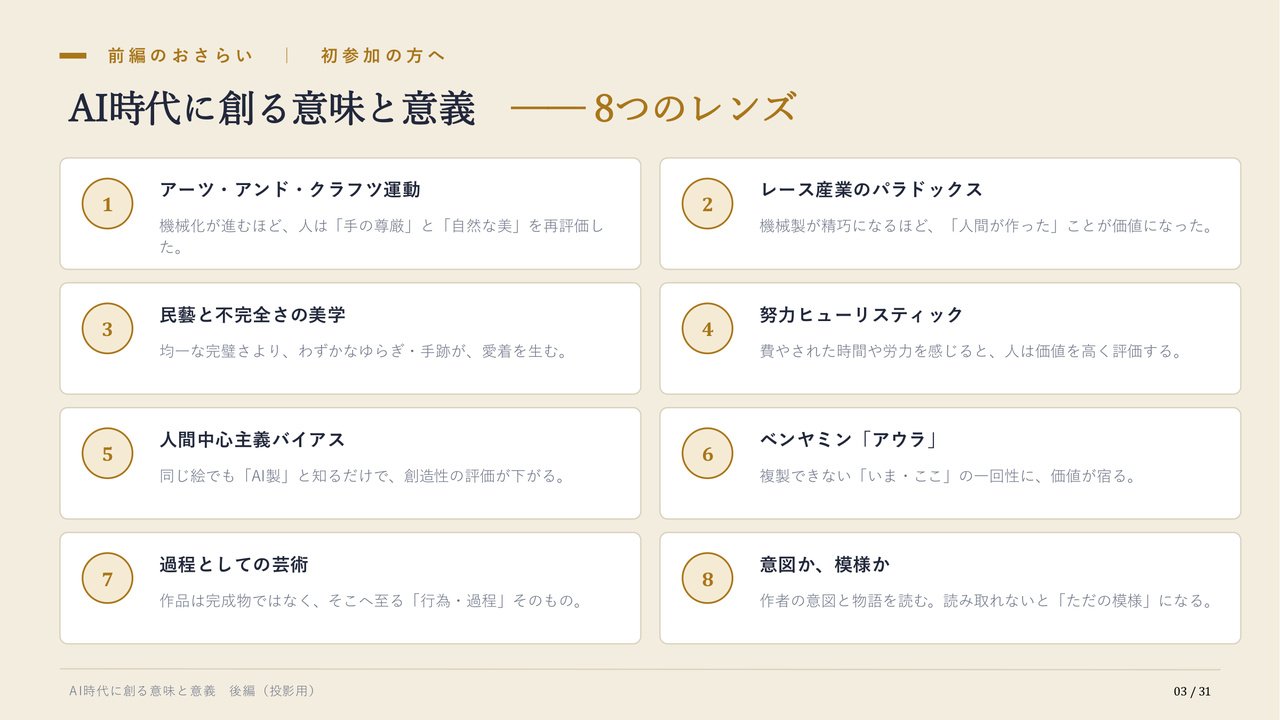 公開授業「AI時代に創る意味と意義」講義資料より