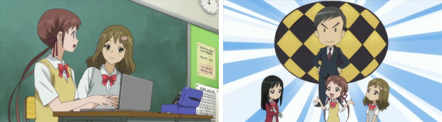 クラスメイトに会計を教えるマイちゃん。