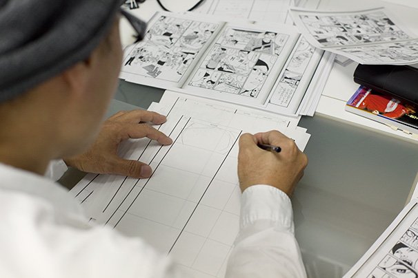 湯浅政明さんの作業風景