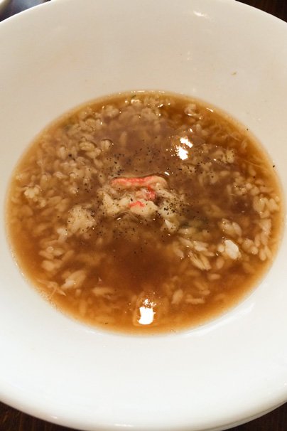 バーミヤンラーメンと蟹入り天津飯の“ご飯”を入れて作った“おじや”
