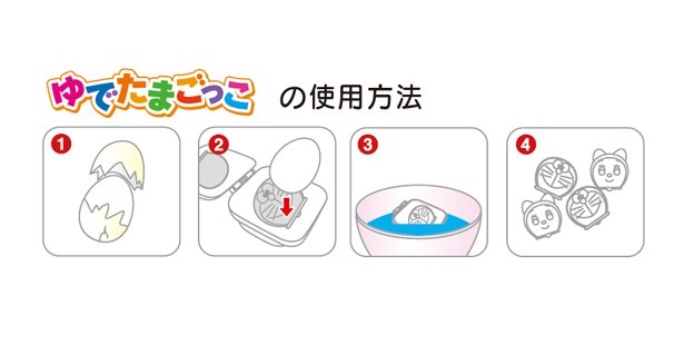 「ゆでたまごっこドラえもん」作り方図