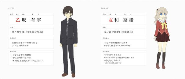 乙坂有宇と友利奈緒／公式Webサイトのスクリーンショット／（C）Visual Art