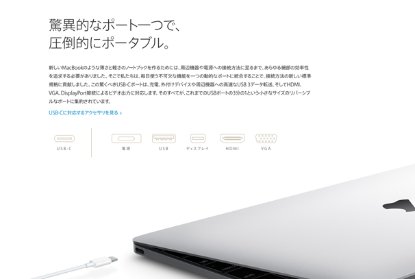 MacBookが搭載するUSB-C