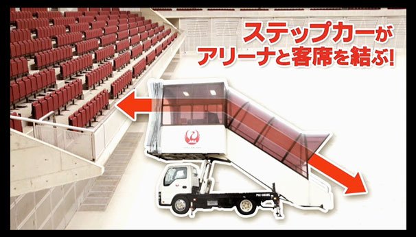 ステップカーがアリーナと客席を結ぶ！