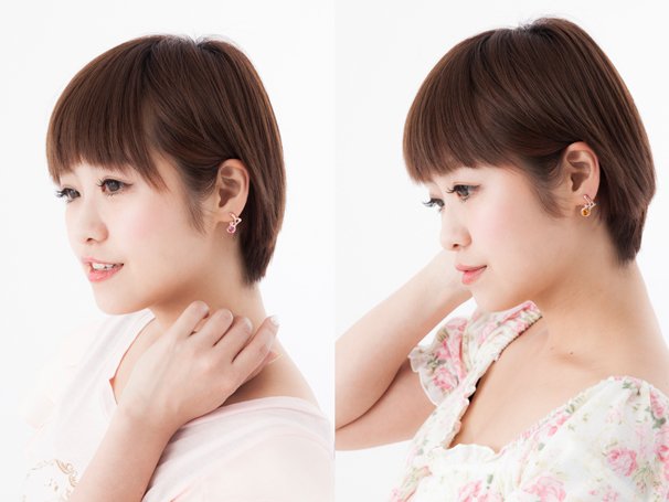 左：春風どれみピアス　右：藤原はづきピアス