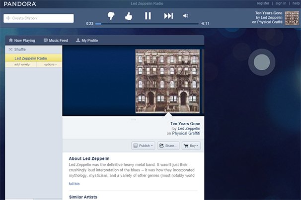 「Pandora Radio」スクリーンショット