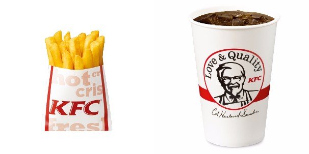 左：フライドポテト（S）、右：コールドドリンク