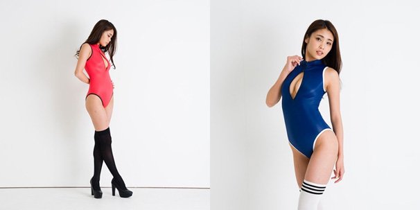 （左）レッド×ブラック、（右）ネイビー×ホワイト