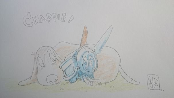 押井守作「Japan meets CHAPPIE ポストカード」イラスト/(C)2015 Columbia Pictures Industries, Inc., LSC Film Corporation and MRC II Distribution Company L.P. All Rights Reserved.