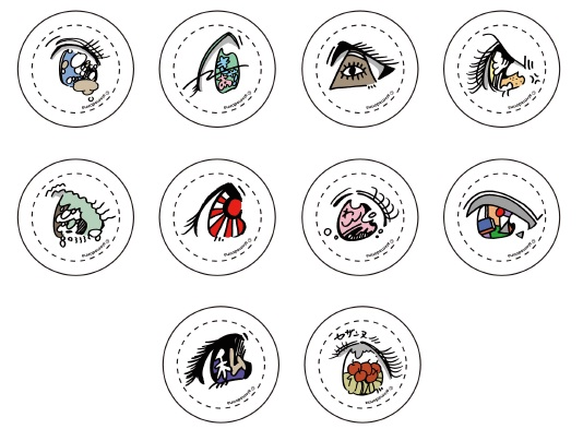 演じろ目カンバッチ（10種）／パルコアート.comより