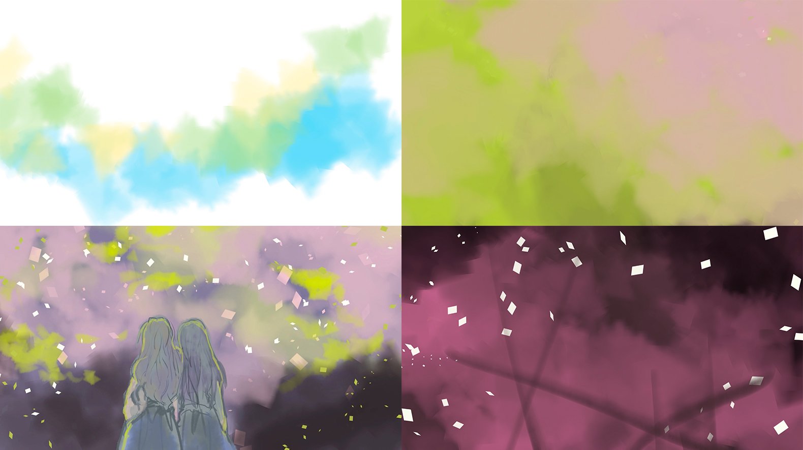 「ひらひら ひらら」のイメージイラストができあがるまでの一部過程 1