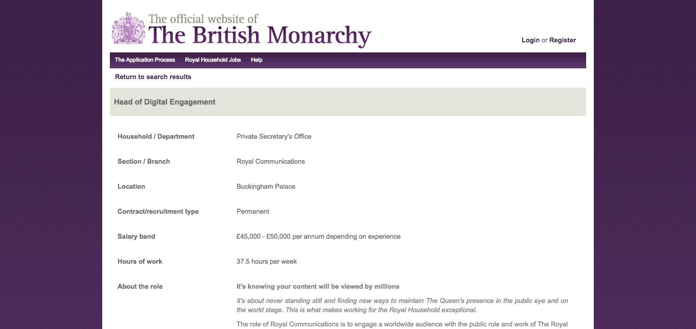 イギリス王室公式Webサイトのスクリーンショット