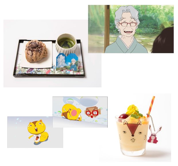 『サマーウォーズ』 栄おばあちゃんの和風ケーキセットに舌鼓!~栄おばあちゃんに励ましてもらえる名言お守り付~と仮ケンジが汗をかく!? マンゴースムージー 畑のミント、ぶどう、梨添え