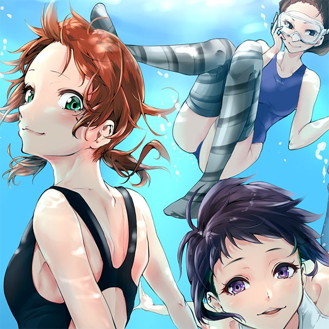 『月刊水中ニーソ』7月号 描き下ろしイラスト（部分：たくわん娘さん）