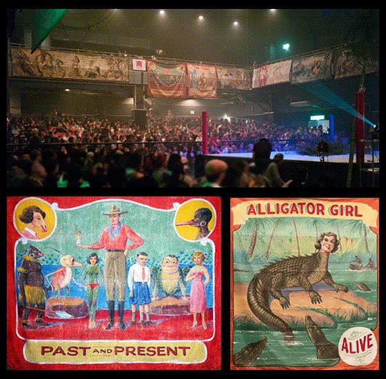 会場にはアメリカのサーカスの絵看板も展示