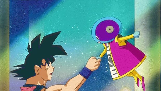 悟空と握手する全王様