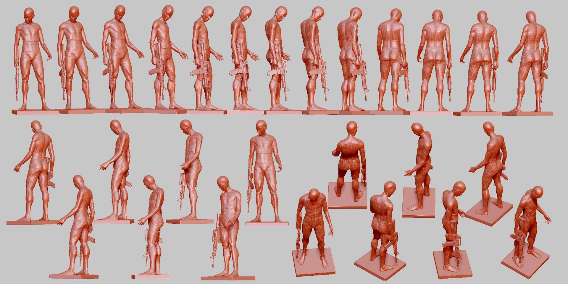 小銃を持って立つ03（ポーズ　670）／画像は作画資料ブログ「髪と形」より