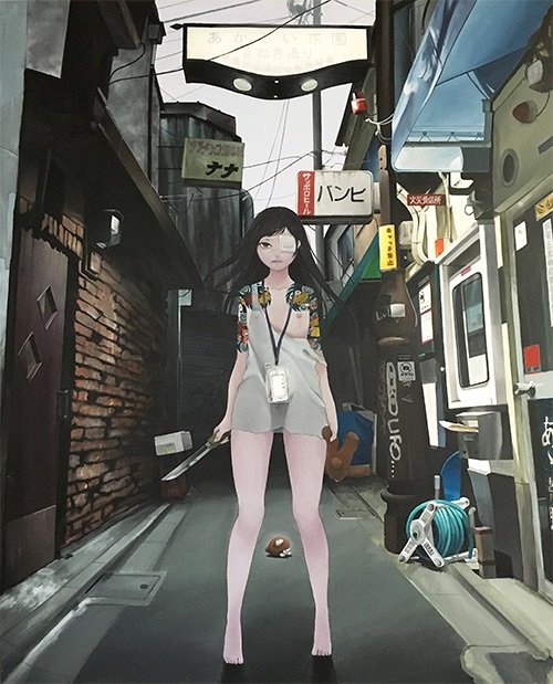 きりさき 「箱庭」 （162×130cm、キャンバス・アクリル絵具）／画像はヴァニラ画廊Webサイトより
