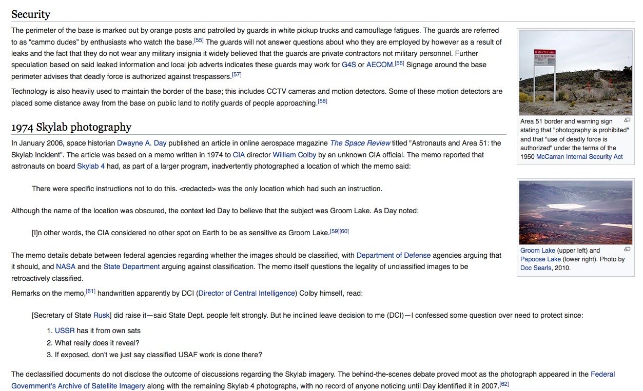英語版Wikipedia「エリア51」の項目