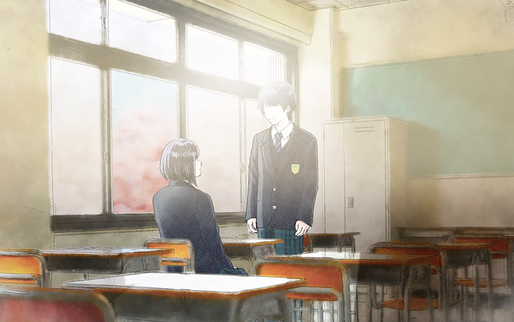 第1話　ユウタがアイコに話しかけるシーン