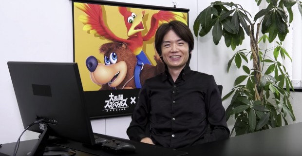 桜井政博さんの達成感溢れる表情/画像は「【スマブラSP】バンジョー&カズーイのつかいかた」のキャプチャ