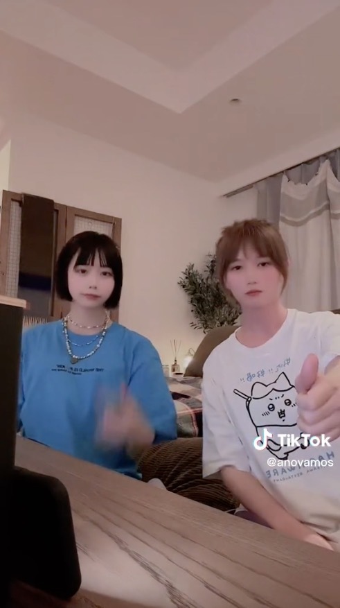 「刀ピークリスマスのテーマソング2022」を踊るあのさんと本田翼さん／あのさんのTikTokより