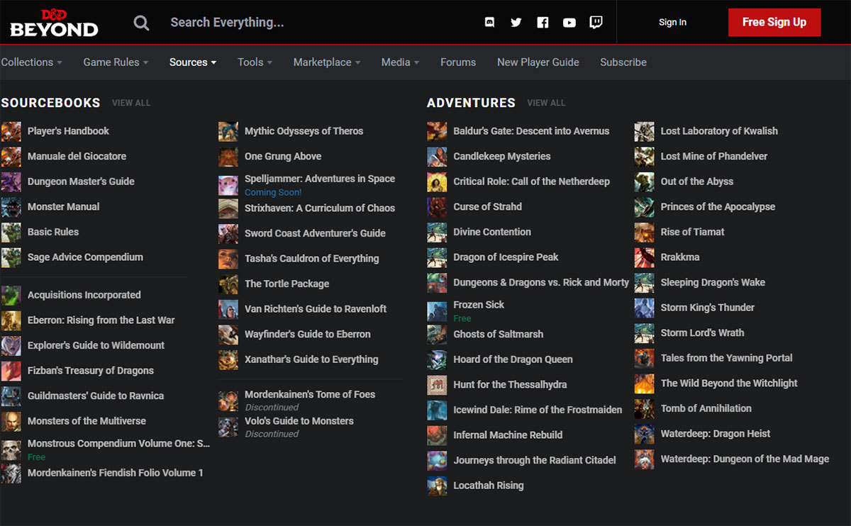 「D&D Beyond」／画像は公式サイトのキャプチャー