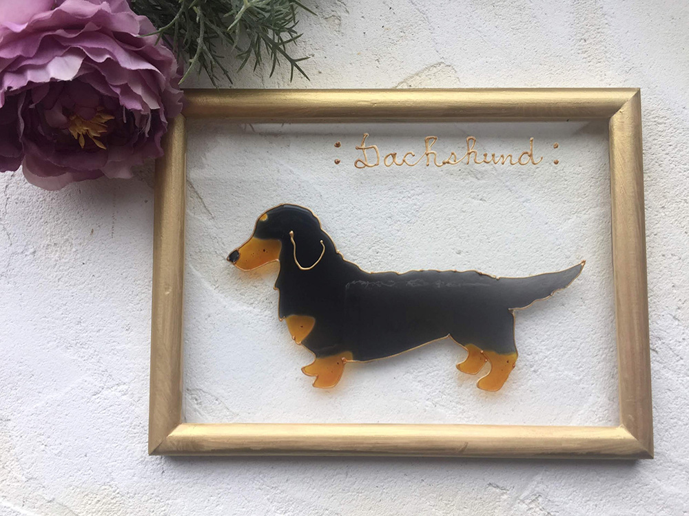 シルエットガラスフレーム　DOG.AM