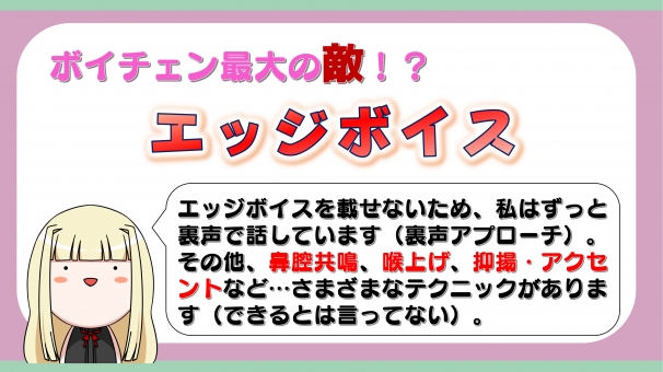 セイ・クイーンさんのスライド：ボイチェンの敵はエッジボイス！ 裏声アプローチでkawaiiを作る！