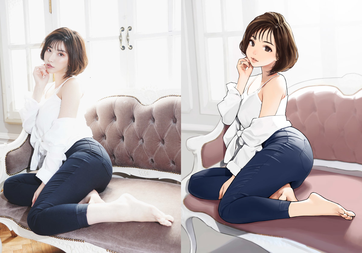 深田えいみさんとイラストレーター・よむさんが描いた深田えいみさんのイラスト