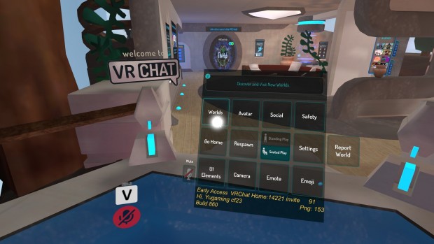 VRChatのメニュー画面