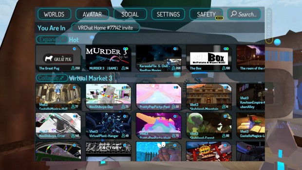 VRChatのメニュー画面