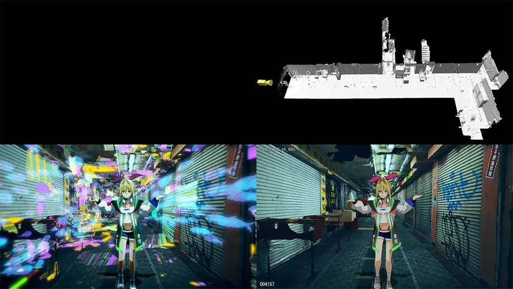 写真から生成した3D空間上で、カメラアングルも好きに設定することができる