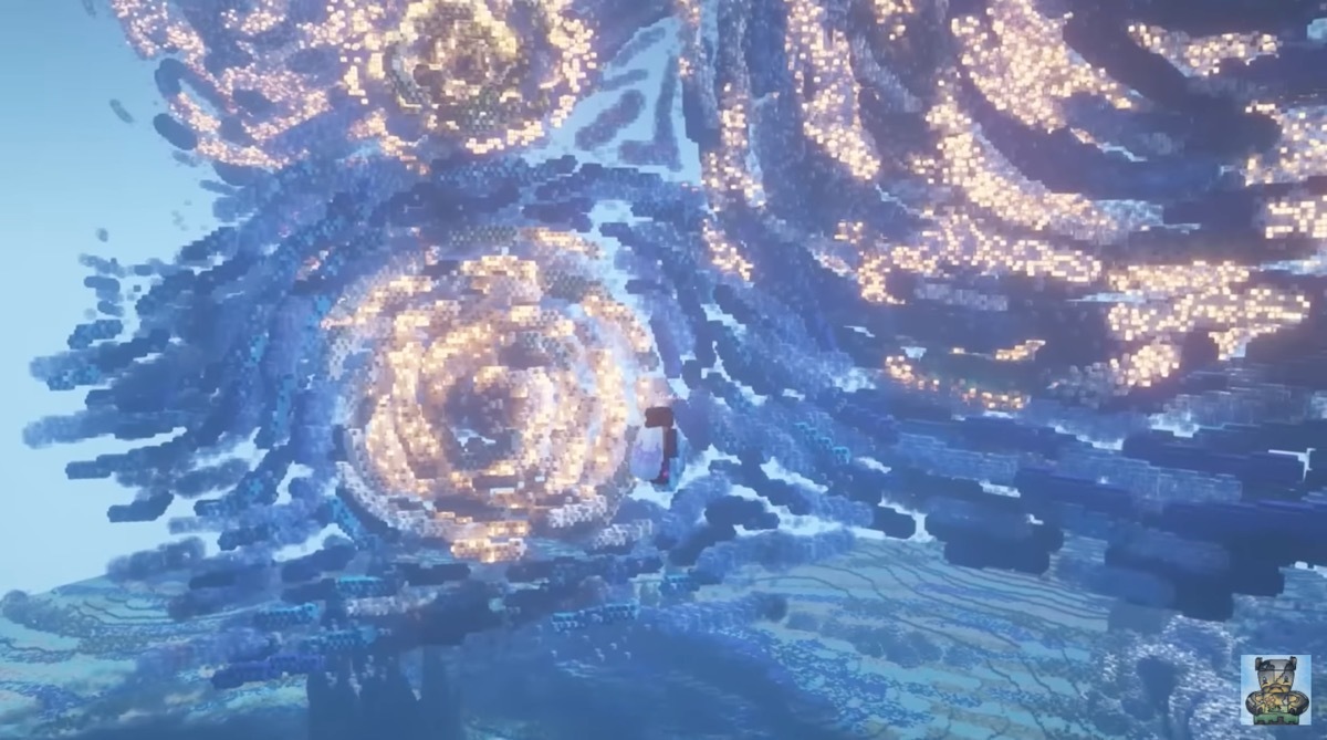『Minecraft』上に再現されたゴッホの『星月夜』