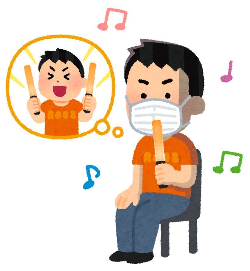 静かにペンライトを振る人のイラスト（男性）