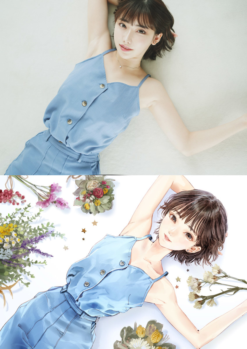 深田えいみさんと岸田メルさんが描いた深田えいみさんのイラスト