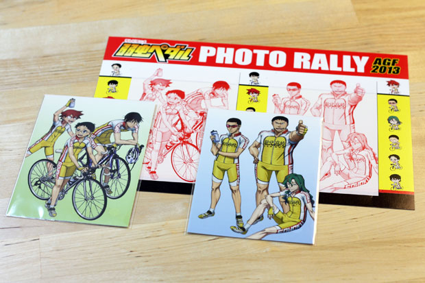 「フロンティアワークス」「弱虫ペダル」「バンプレスト」の3ブースをまわるフォトラリー。付属のIDを入力するとオリジナルボイスもゲットできる「キャラマイド」がもらえます！総北高校勢ぞろい！