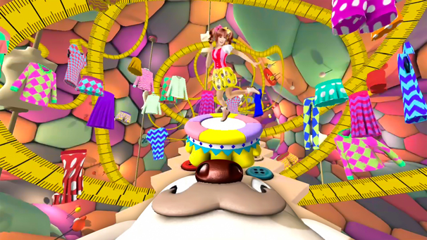 VRヘッドセットを装着すると、目の前にこんな感じの世界が広がっています