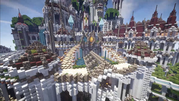 【Minecraft】四角い世界に海にきらめく魔法の城を築いてみた 【PV】