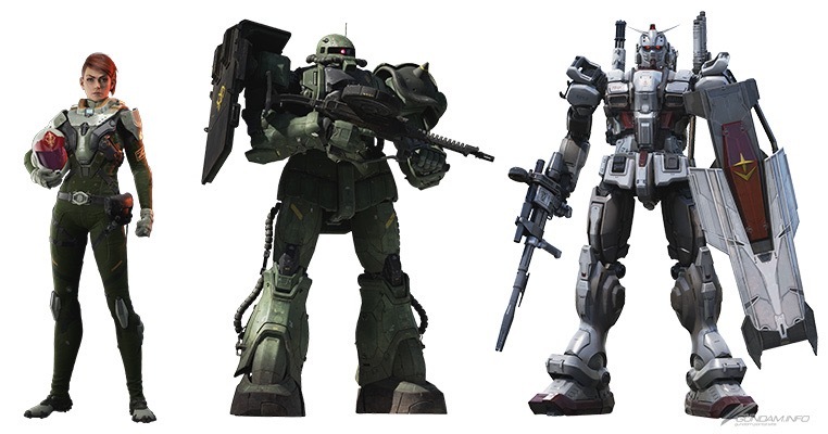 主人公のイリヤ・ソラリ、メインメカの「ZAKU II」「GUNDAM」