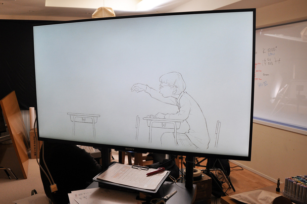 窪之内英策 × 駅すぱあと 手描きアニメ『サヨとコウの出発』イラスト制作&撮影風景16