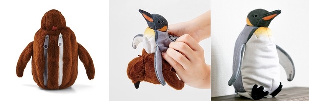 希少　子育てペンギンぬいぐるみ　卵入り赤ちゃん他1匹　あたため 卵→ヒナ→成鳥に！？ オウサマペンギン3変化ぬいぐるみ│YOU+
