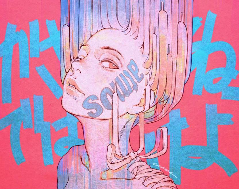 古塔つみ　キャンバス　真作 古塔つみ COTOH TSUMI over print No.3 SENDER TOKYO キャンバス