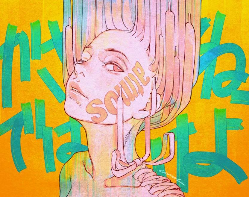 古塔つみ　キャンバス　真作 古塔つみ COTOH TSUMI over print No.3 SENDER TOKYO キャンバス