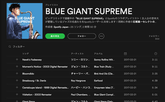 ジャズ漫画『BLUE GIANT SUPREME』プレイリストがSpotifyで公開