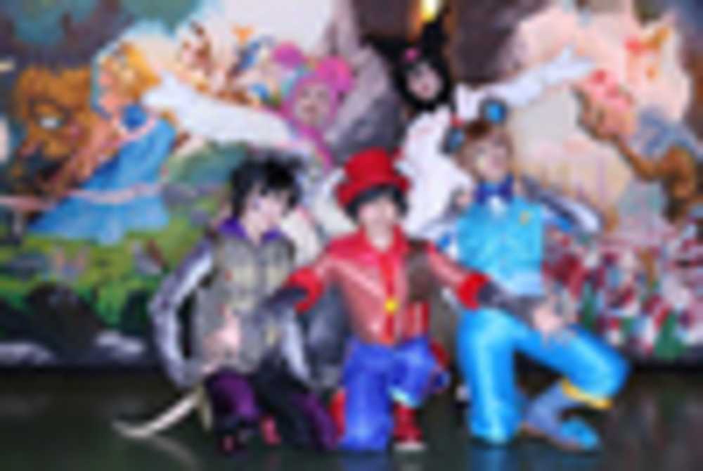 「こすぷれふぇすた5 in サンリオピューロランド」コスプレ画像まとめ_左前列からイチムラさん・柊塔朝姫さん・まこさん・ちょーこさん・のっちさん／ジェラルド・ジョージ・ブックス・マイメロディ・クロミ（ちっちゃな英雄あわせ）